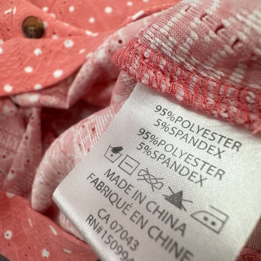 Belle By Belldini Peplum Top Polka Dots Peachy Pink Round Neck Wide Short Sleeve - Picture 6 of 8